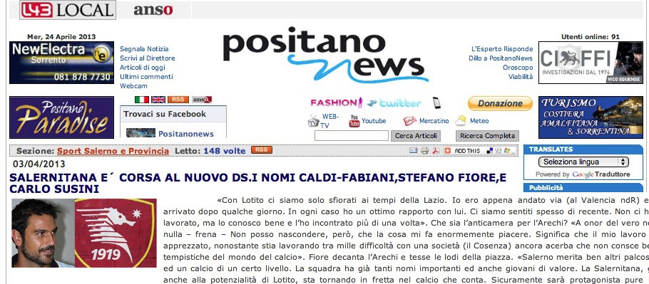 Mondo D. La Salernitana cerca Fiore. L’intervista a “Il Mattino”
