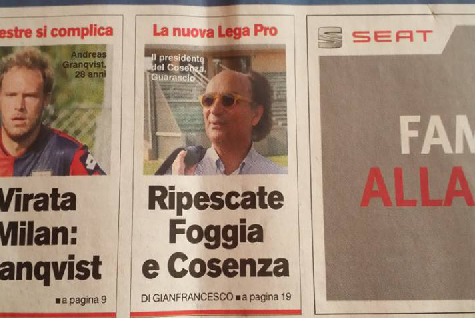 Il Cosenza è in prima pagina sul “Corriere dello Sport”