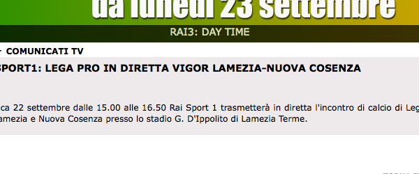 Vigor Lamezia-Cosenza in diretta su Rai Sport 1: esultano i cosentini fuori sede