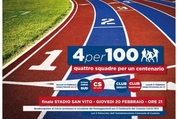 Quattro squadre per un Centenario: da giovedì il quadrangolare del Comune che vedrà protagonisti Ultrà, Cosenza nel Cuore, Club Gesuiti e Club Merenda