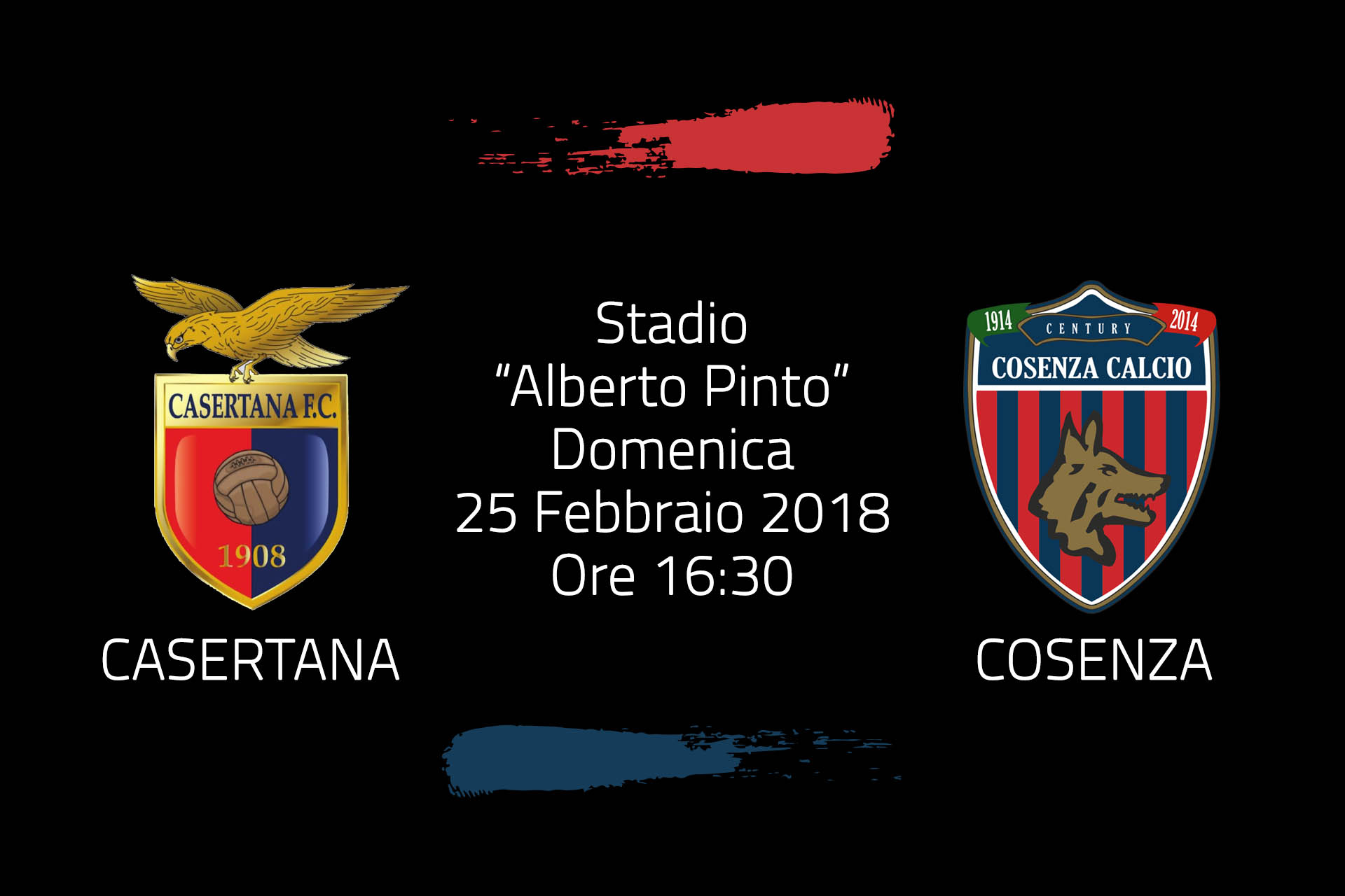 Casertana – Cosenza anticipata alle ore 16.30