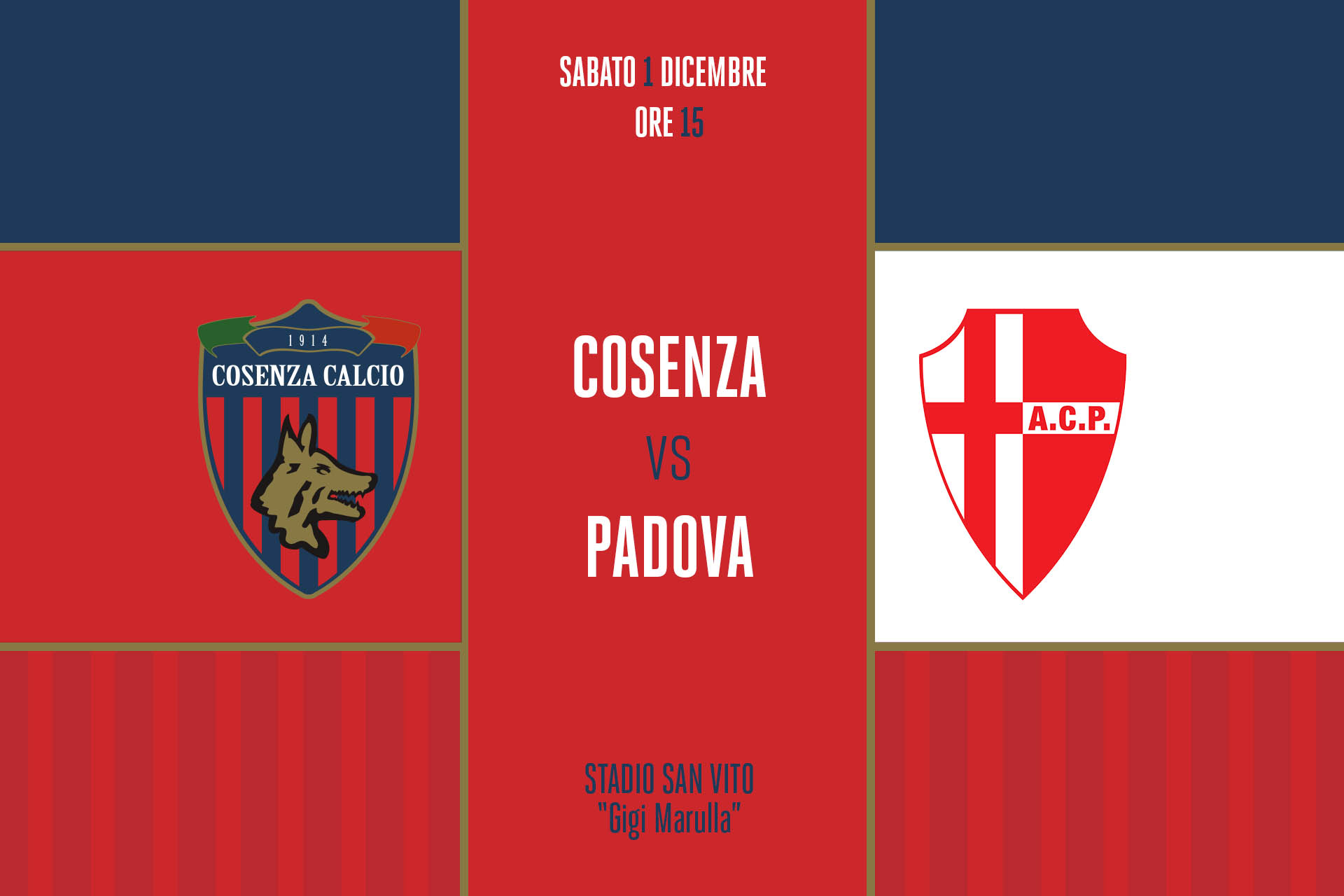 Il match program di Cosenza – Padova