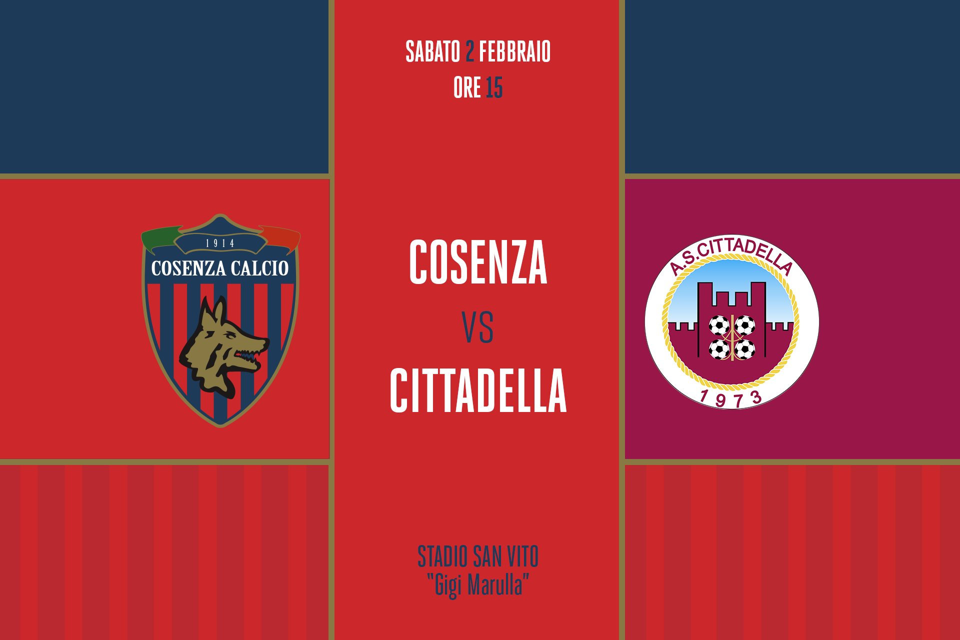 Il match program di Cosenza – Cittadella