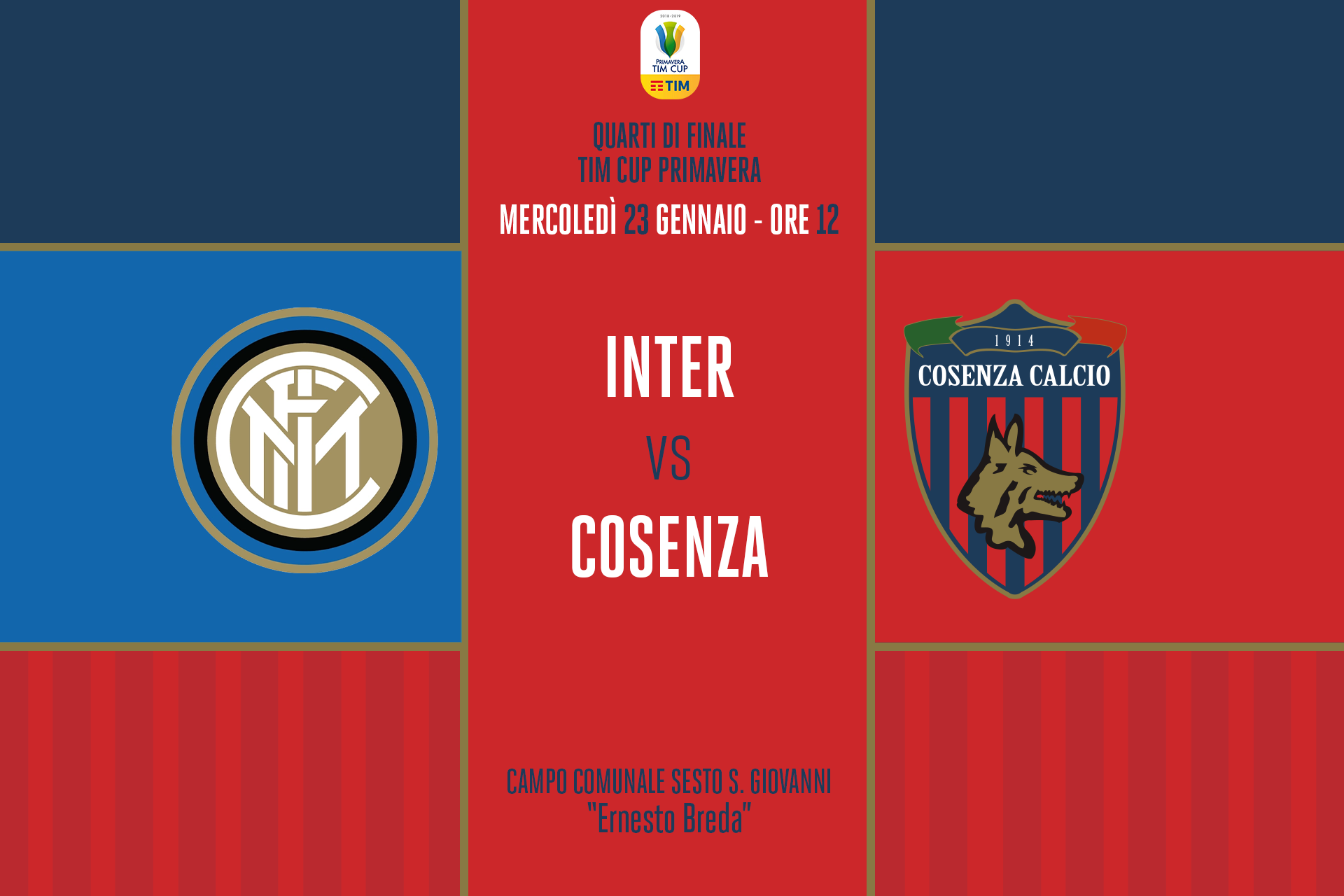 Primavera Tim Cup, domani si giocherà Inter – Cosenza