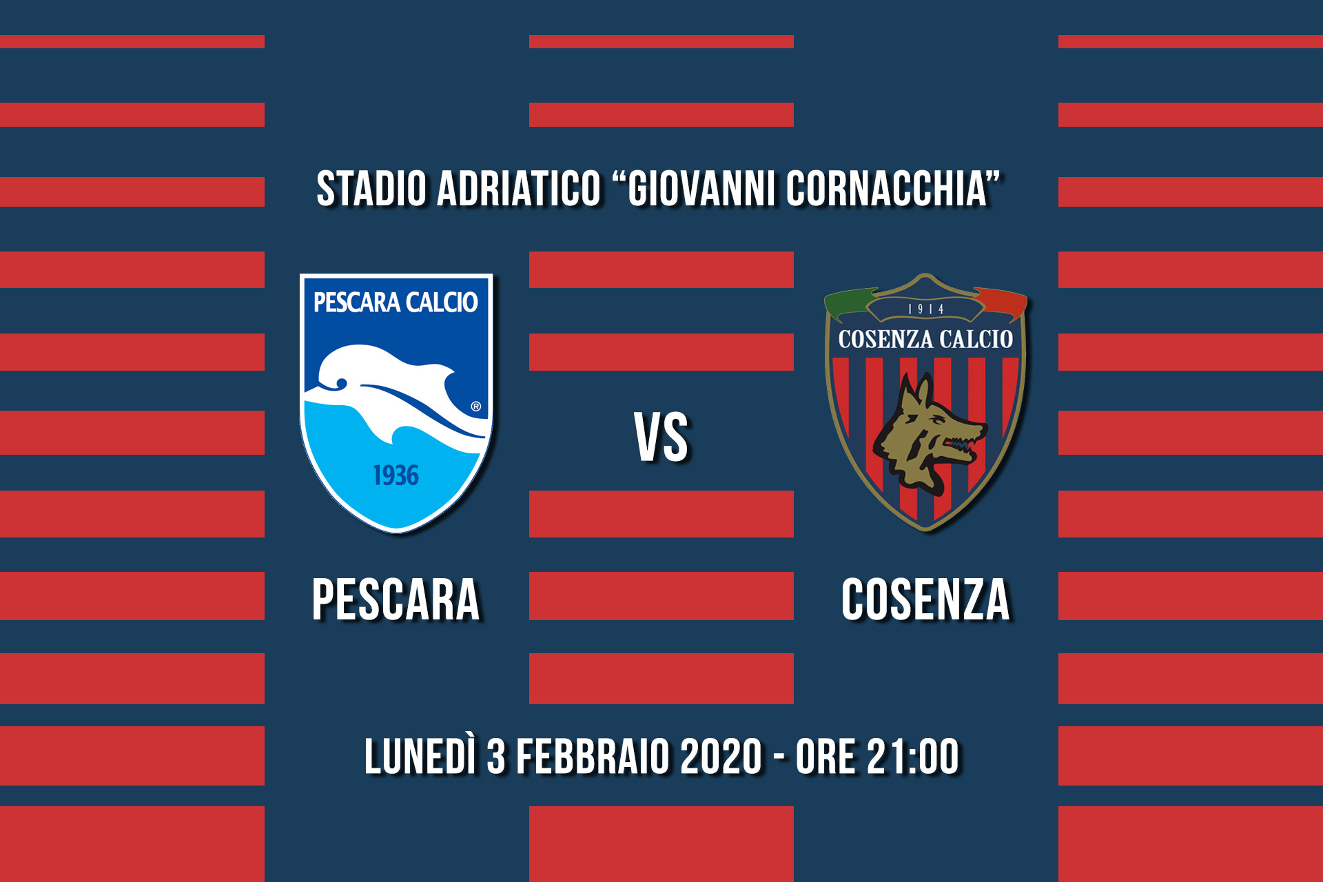 Le formazioni ufficiali di Pescara – Cosenza