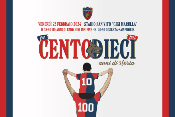 🔴🔵 Venerdì 23 febbraio il 110° compleanno del Cosenza