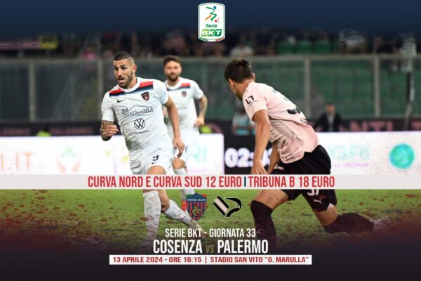 🔴🔵 La prevendita per Cosenza – Palermo. Prezzi ridotti nelle Curve e in Tribuna B