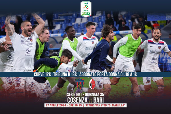 🐺 Verso Cosenza – Bari, domani Store e botteghini aperti