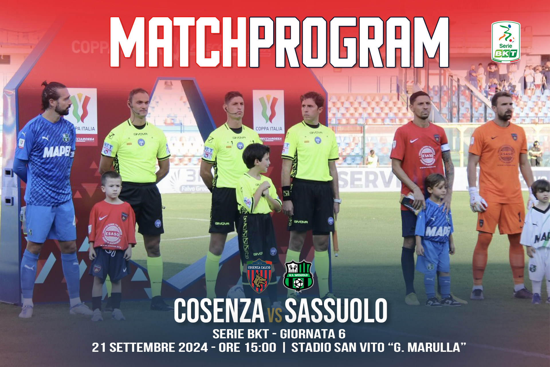 π Il match program di Cosenza – Sassuolo