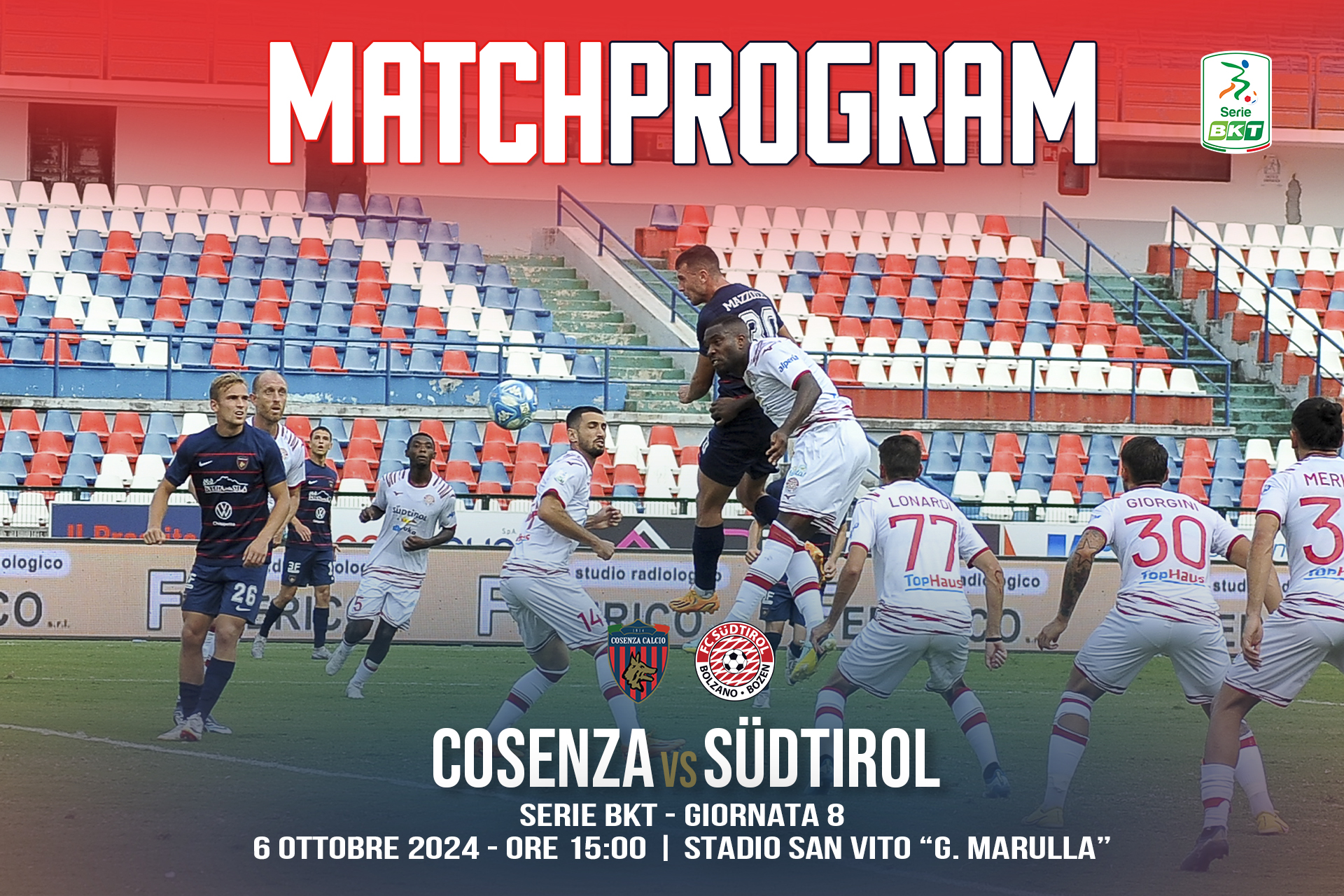 🔴🔵 Il match program di Cosenza – Südtirol