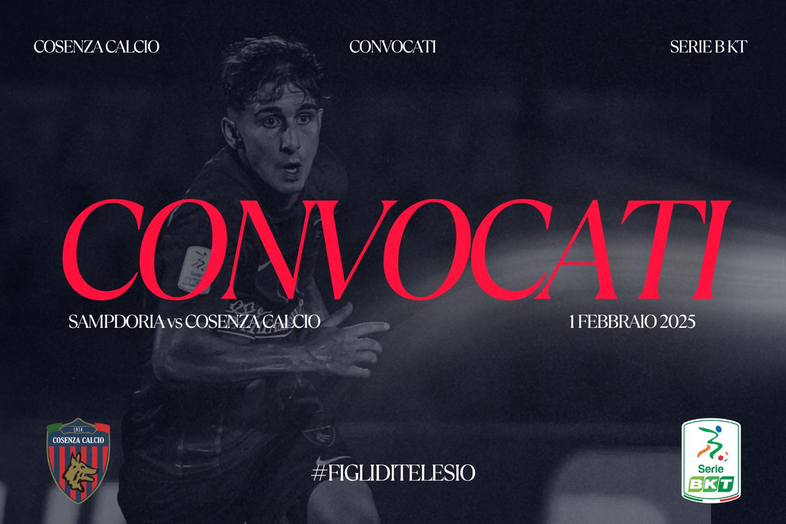 🔴🔵 I convocati per Sampdoria – Cosenza