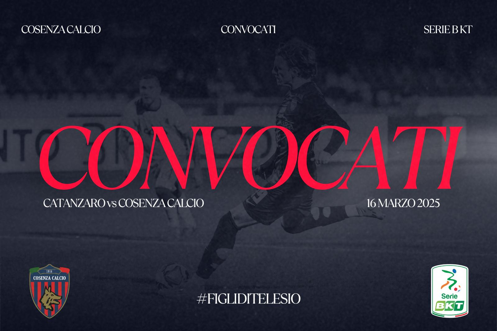 🔴🔵 I convocati per Catanzaro – Cosenza