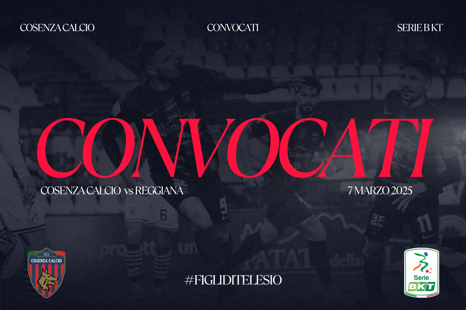 🔴🔵 I convocati per Cosenza – Reggiana