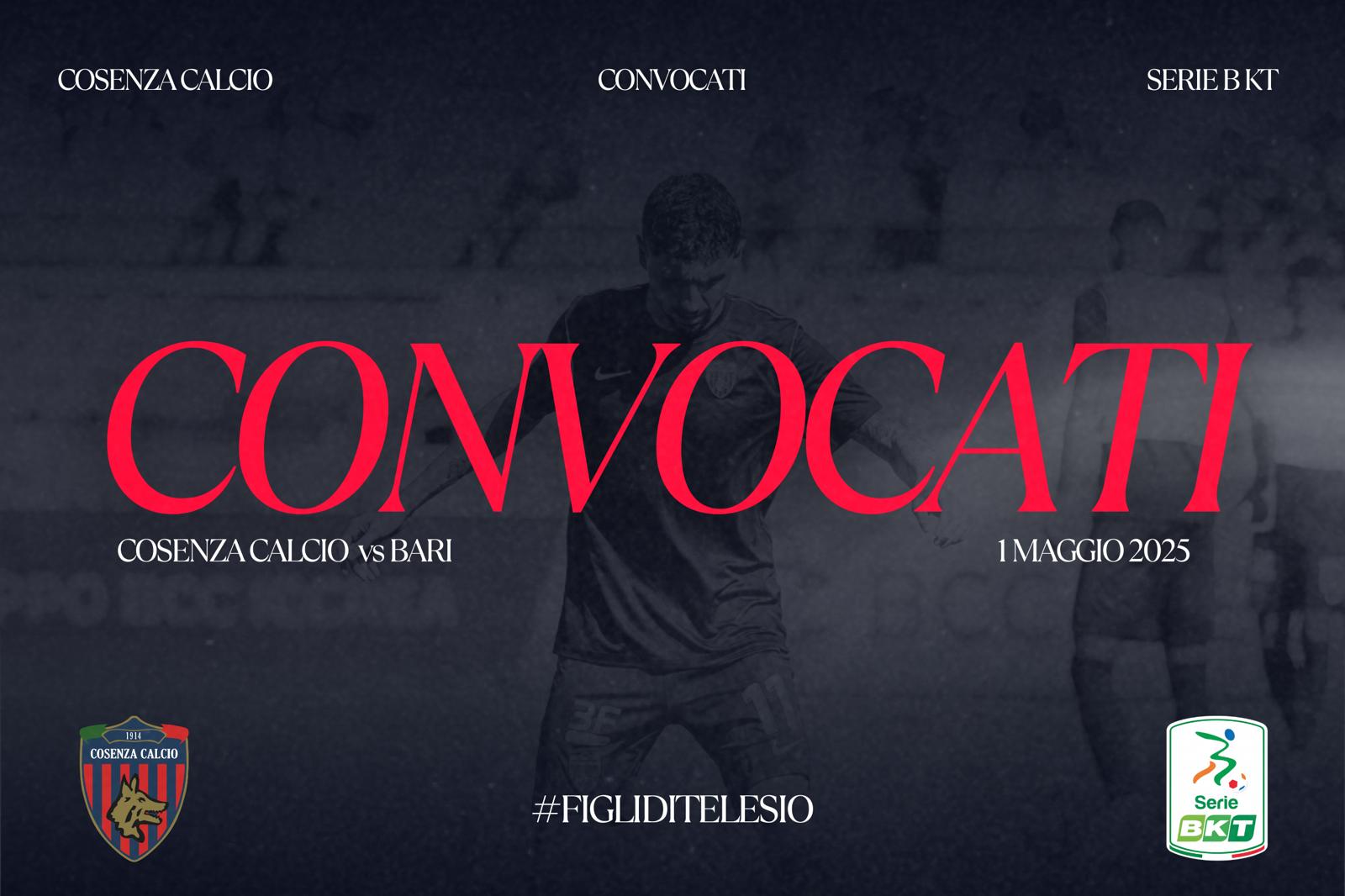 🔴🔵 I convocati per Cosenza – Bari
